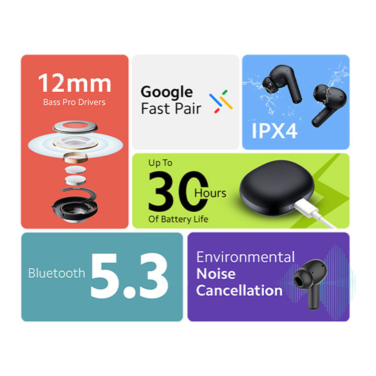 هدفون بلوتوثی شیائومی مدل Redmi Buds 4 Active بدون قابلیت نویز کنسلینگ، درگاه شارژ USB Type-C مقاوم در برابر پاشش آب و تعریق (IPX4)